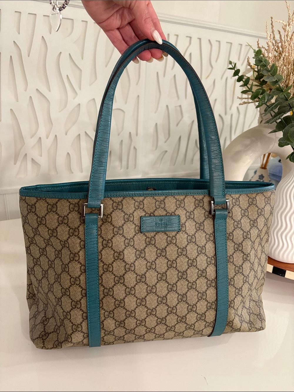 Gucci Tote with Teal Trim